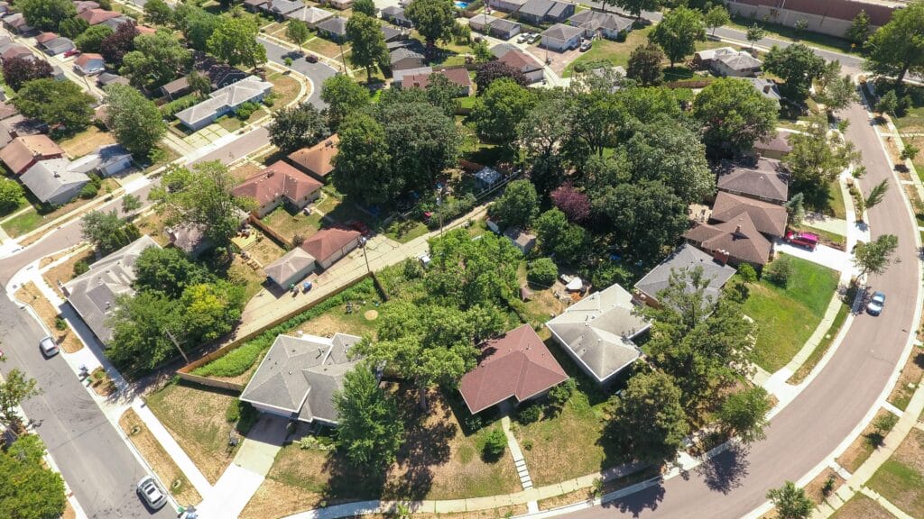 An aerial image of the Southwest Windom neighborhood.